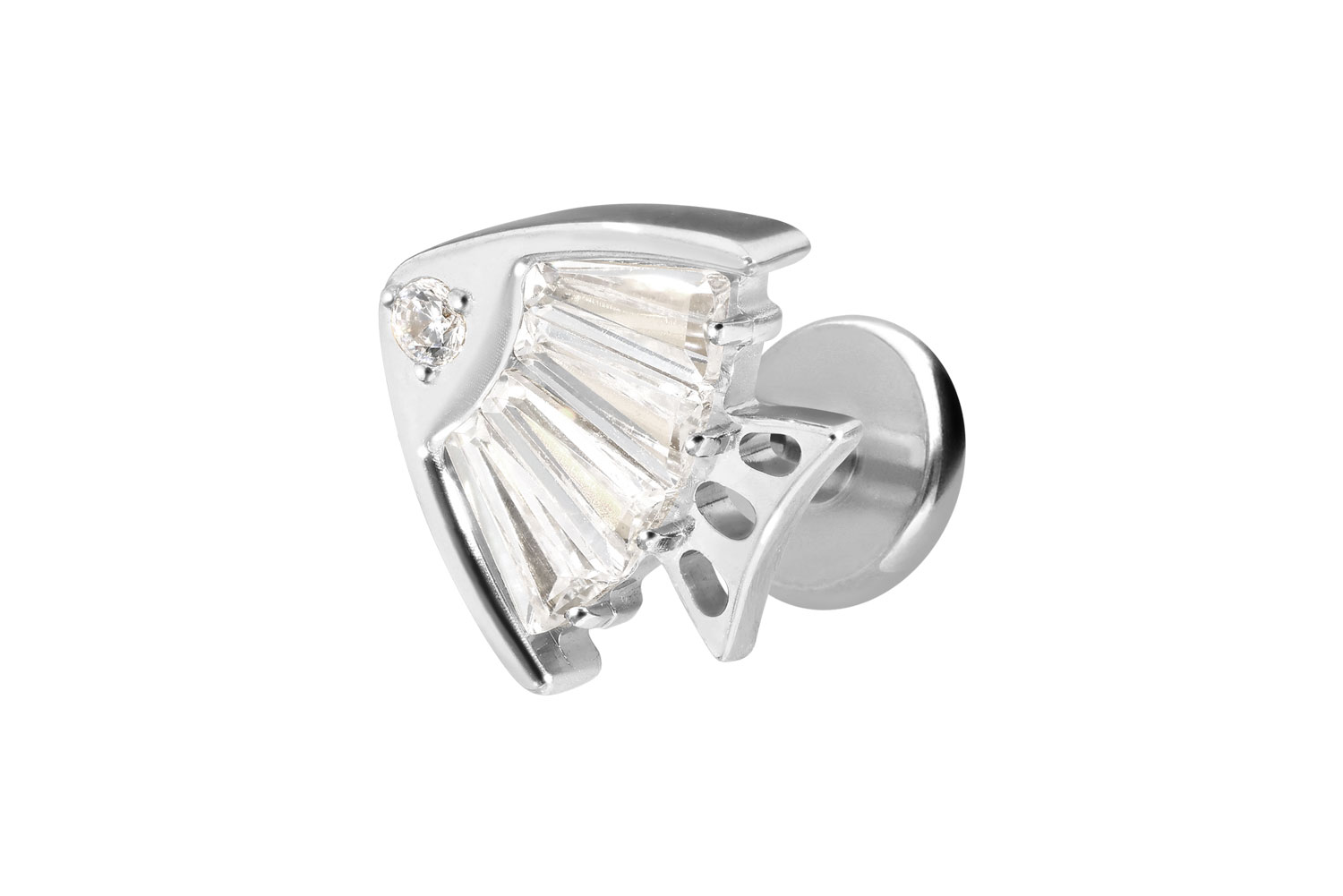 Titan Labret Piercing mit Innengewinde KRISTALLFISCH